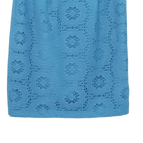 Adrianna PAPELL Teal crochet sleeveless business casual fitted summer dress - Picture 3 of 13